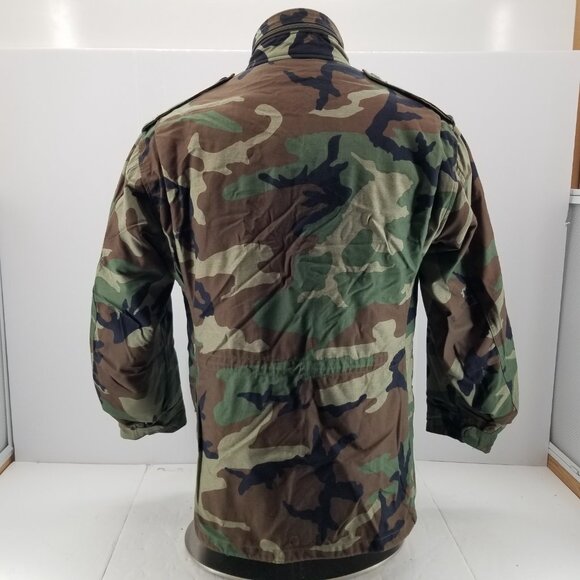 VTG US Army M65 Jacket Mens Woodland Camo Cold Weather Field Liner Coat Sz M - Picture 2 of 12